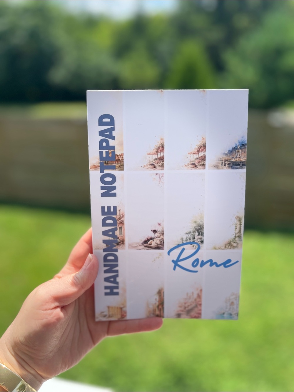 Handmade Rome Notepad - White & Blue